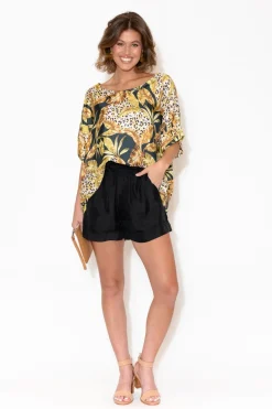 Shorts<Lou Lou Rose Black Silk Bamboo Shorts