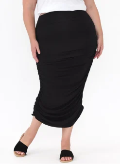 Skirts<Lou Lou Ross Black Bamboo Ruched Skirt