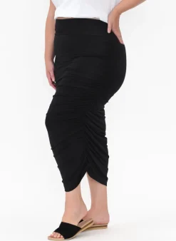 Skirts<Lou Lou Ross Black Bamboo Ruched Skirt