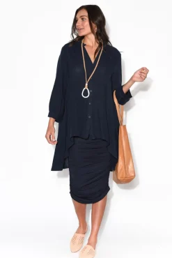 Skirts<Lou Lou Ross Navy Bamboo Ruched Skirt