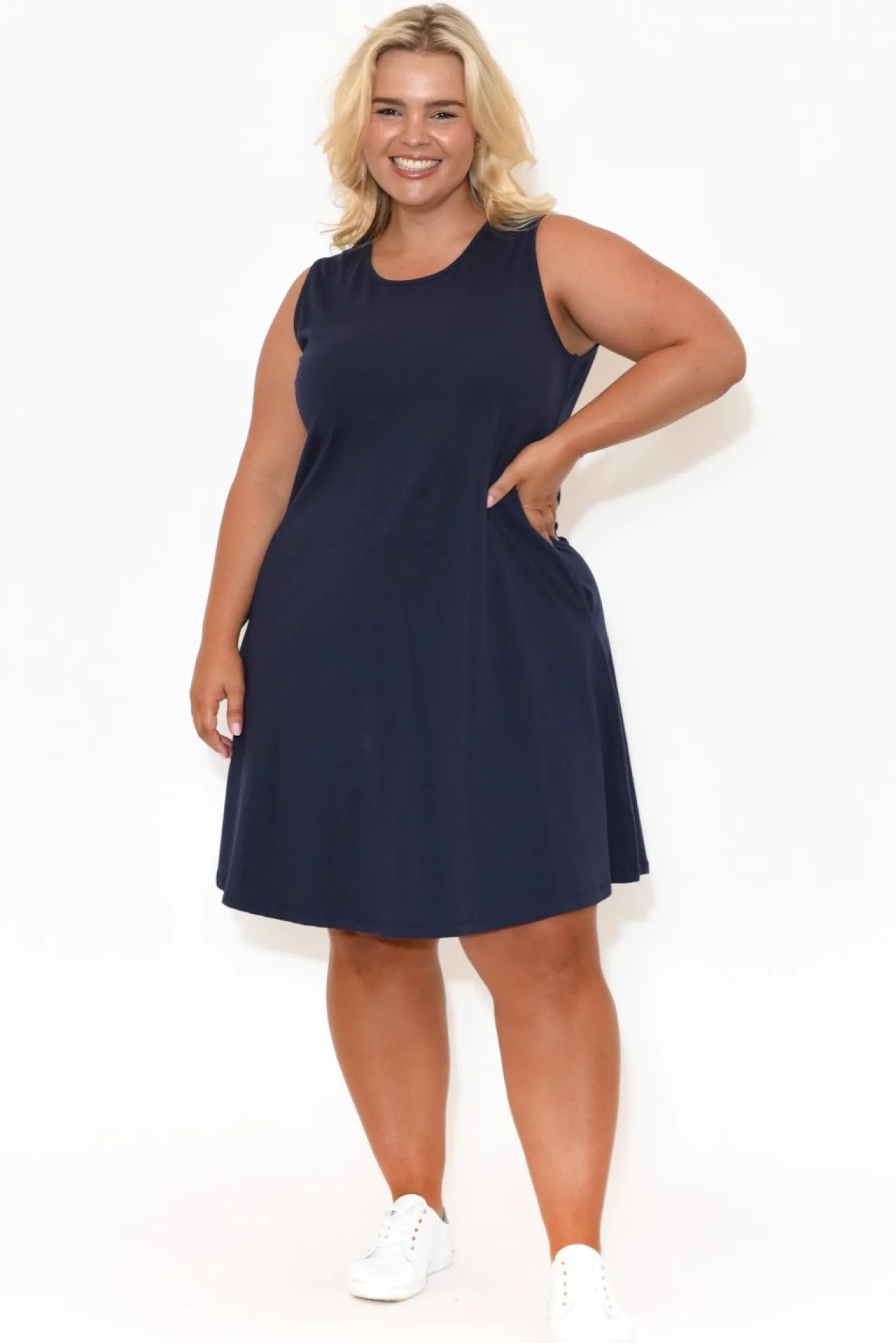 Cotton Dresses<One Ten Willow Roxanne Navy Swing Dress