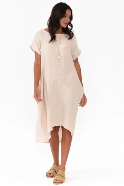 Linen Dresses<Cali and Co Rudy Natural Linen Pocket Dress