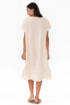 Linen Dresses<Cali and Co Rudy Natural Linen Pocket Dress