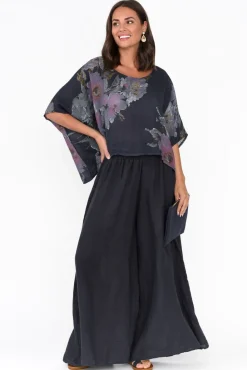 Pants<Donna Donna Rumi Navy Wide Leg Linen Pant
