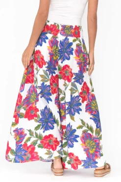 Pants<Donna Donna Rumi Red Blossom Wide Leg Linen Pant