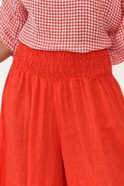 Pants<Donna Donna Rumi Red Wide Leg Linen Pant