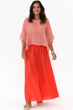 Pants<Donna Donna Rumi Red Wide Leg Linen Pant