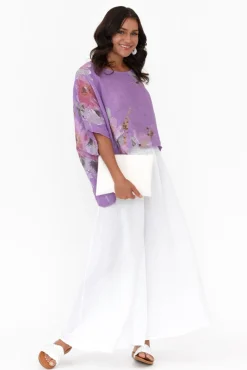 Pants<Donna Donna Rumi White Wide Leg Linen Pant