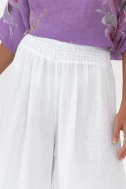 Pants<Donna Donna Rumi White Wide Leg Linen Pant