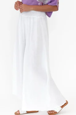 Pants<Donna Donna Rumi White Wide Leg Linen Pant
