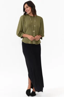 Sleeved Tops<Willow Tree Rupert Khaki Modal Top