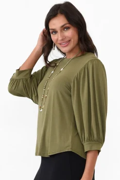 Sleeved Tops<Willow Tree Rupert Khaki Modal Top