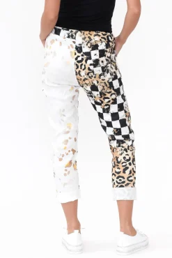 Pants<La Strada Russo Black Abstract Drawstring Pant