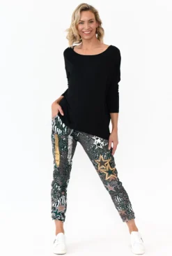 Pants<La Strada Russo Khaki Animal Drawstring Pant