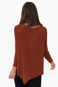 Sleeved Tops<Bamboo Body Rust Bamboo Relaxed Boatneck Top