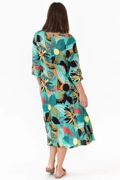 Cotton Dresses<Willow Tree Rutherford Green Tropical Midi Dress