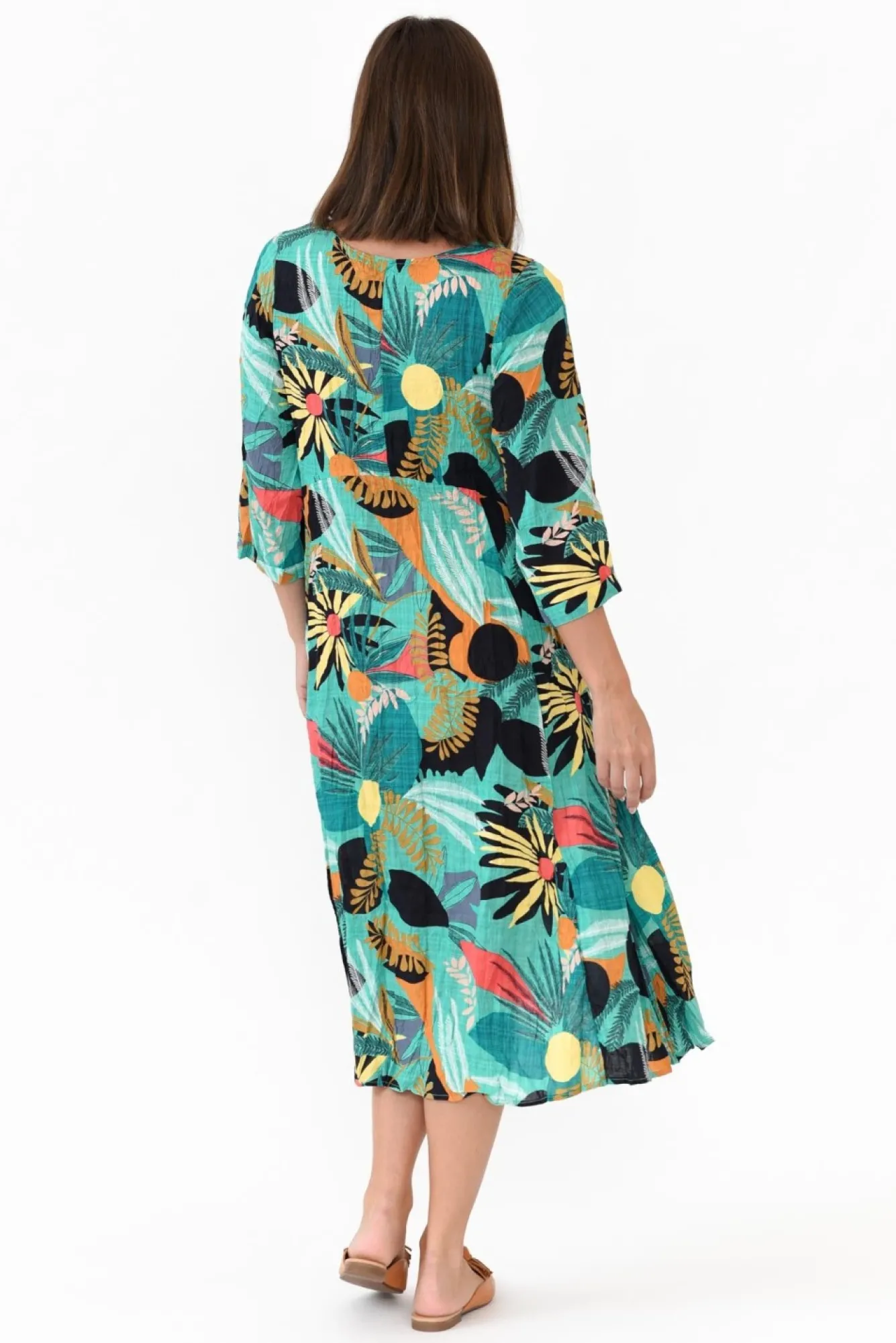 Cotton Dresses<Willow Tree Rutherford Green Tropical Midi Dress