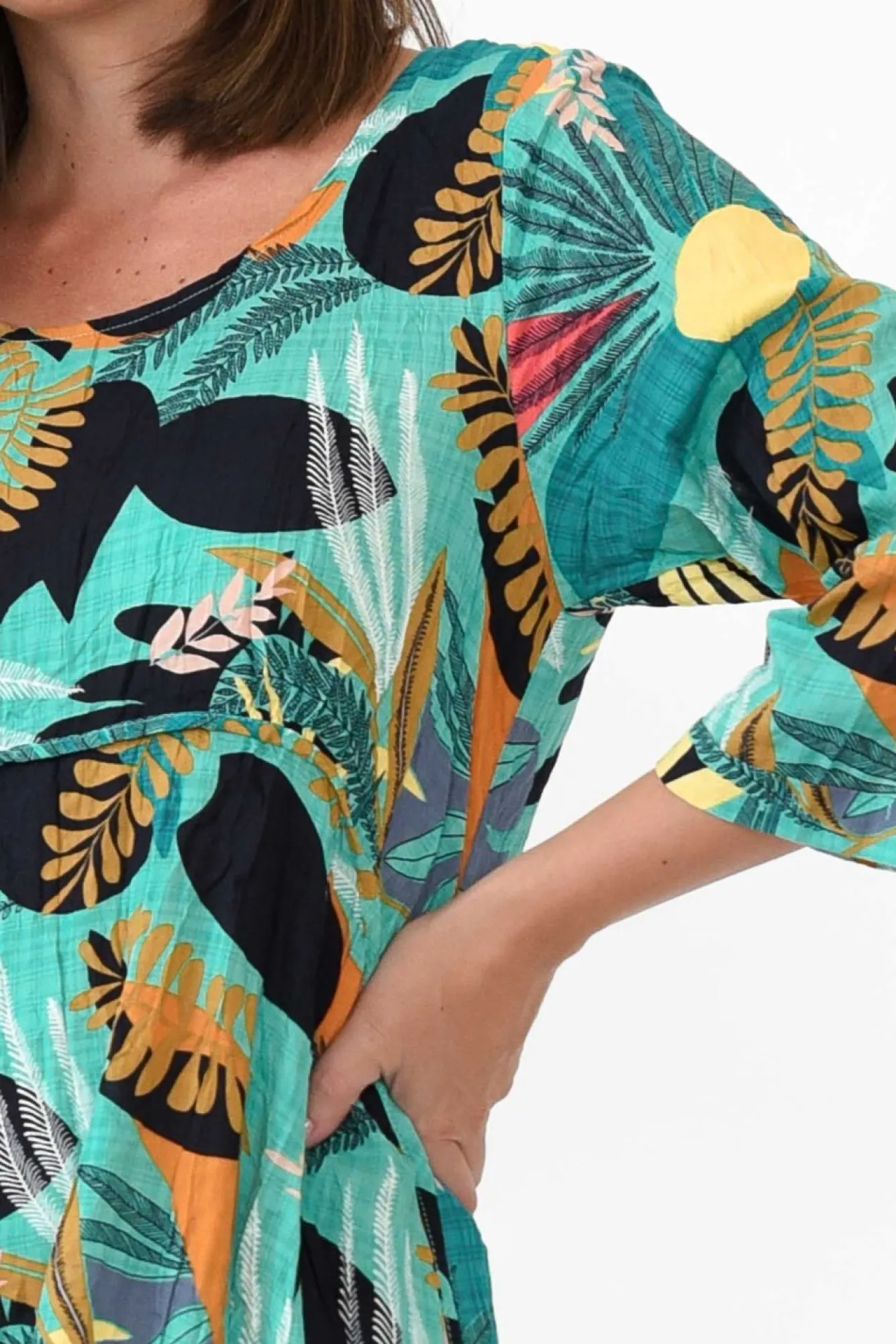 Cotton Dresses<Willow Tree Rutherford Green Tropical Midi Dress