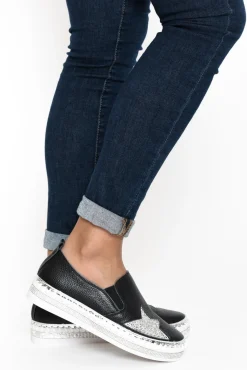 Leather Sneakers<Lav-ish Ryder Black Star Leather Slip On Shoe