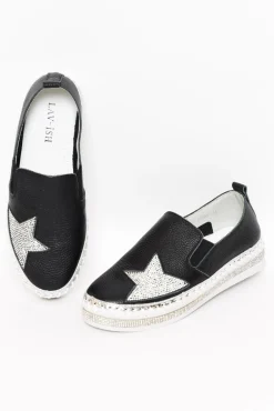 Leather Sneakers<Lav-ish Ryder Black Star Leather Slip On Shoe