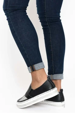 Leather Sneakers<Lav-ish Ryder Black Star Leather Slip On Shoe