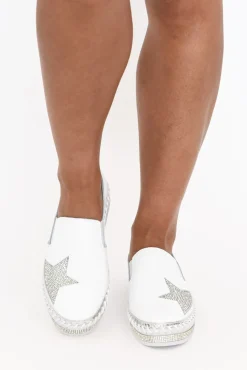 White Sneakers<Lav-ish Ryder White Star Leather Slip On Shoe