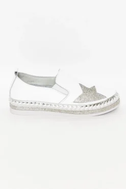 White Sneakers<Lav-ish Ryder White Star Leather Slip On Shoe