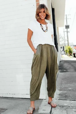 Pants<Cotton Village Rylee Khaki Crinkle Cotton Pant
