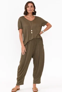 Pants<Cotton Village Rylee Khaki Crinkle Cotton Pant
