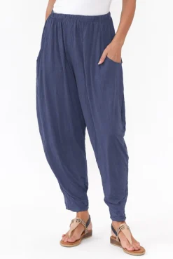 Pants<Cotton Village Rylee Navy Crinkle Cotton Pant