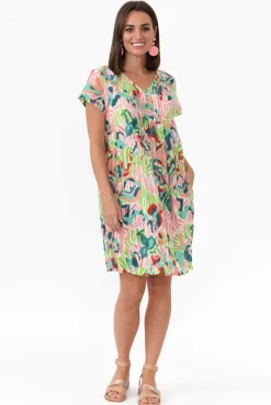 Cotton Dresses<One Summer Sabina Red Swirl Crinkle Cotton Dress