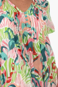 Cotton Dresses<One Summer Sabina Red Swirl Crinkle Cotton Dress