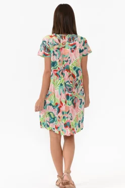 Cotton Dresses<One Summer Sabina Red Swirl Crinkle Cotton Dress