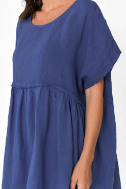 Linen Tops<Donna Donna Sabre Cobalt Linen Top