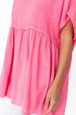 Linen Tops<Donna Donna Sabre Pink Linen Top
