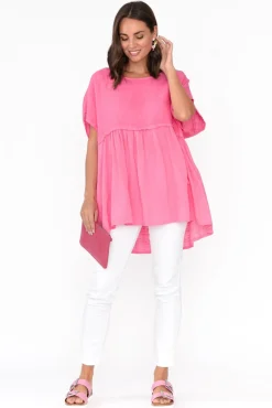 Linen Tops<Donna Donna Sabre Pink Linen Top