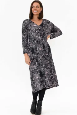 Bamboo Dresses<PQ Saddler Navy Garden V Neck Bamboo Dress