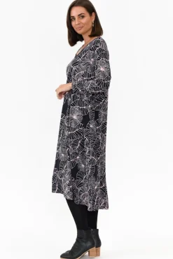 Bamboo Dresses<PQ Saddler Navy Garden V Neck Bamboo Dress