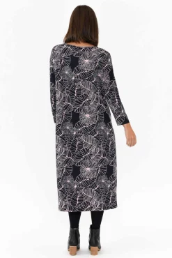 Bamboo Dresses<PQ Saddler Navy Garden V Neck Bamboo Dress