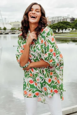 Cotton Tops<Slate the Label Sadie Green Blossom Cotton Tunic Top