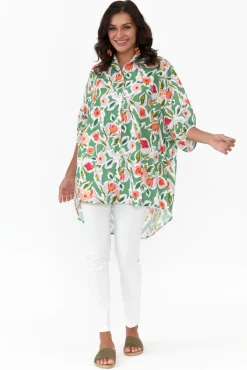 Cotton Tops<Slate the Label Sadie Green Blossom Cotton Tunic Top