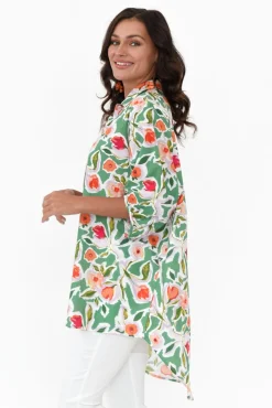 Cotton Tops<Slate the Label Sadie Green Blossom Cotton Tunic Top