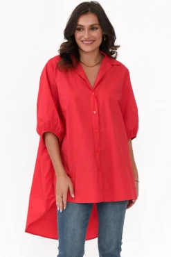 Cotton Tops<Slate the Label Sadie Red Cotton Tunic Top