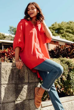 Cotton Tops<Slate the Label Sadie Red Cotton Tunic Top