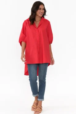 Cotton Tops<Slate the Label Sadie Red Cotton Tunic Top