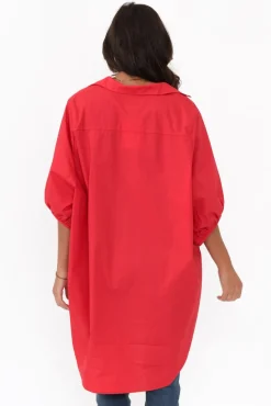 Cotton Tops<Slate the Label Sadie Red Cotton Tunic Top