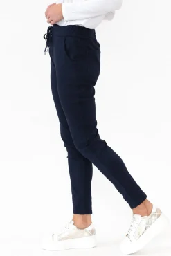 Pants<Rosa Sera Samford Navy Crinkle Drawstring Pant