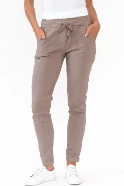 Pants<Rosa Sera Samford Taupe Crinkle Drawstring Pant