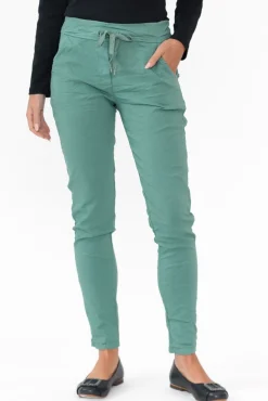 Pants<Rosa Sera Samford Teal Crinkle Drawstring Pant