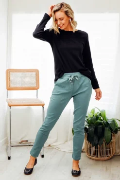 Pants<Rosa Sera Samford Teal Crinkle Drawstring Pant
